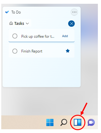 Windows 11, To do Widget